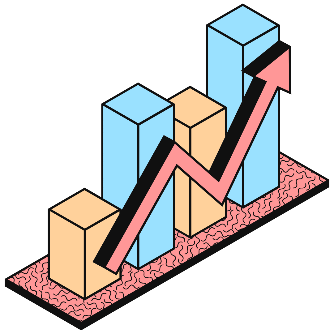 Illustration eines steigenden Balkendiagramms